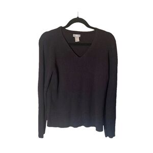 GH Bass ribbed V neck long sleeve top size XL